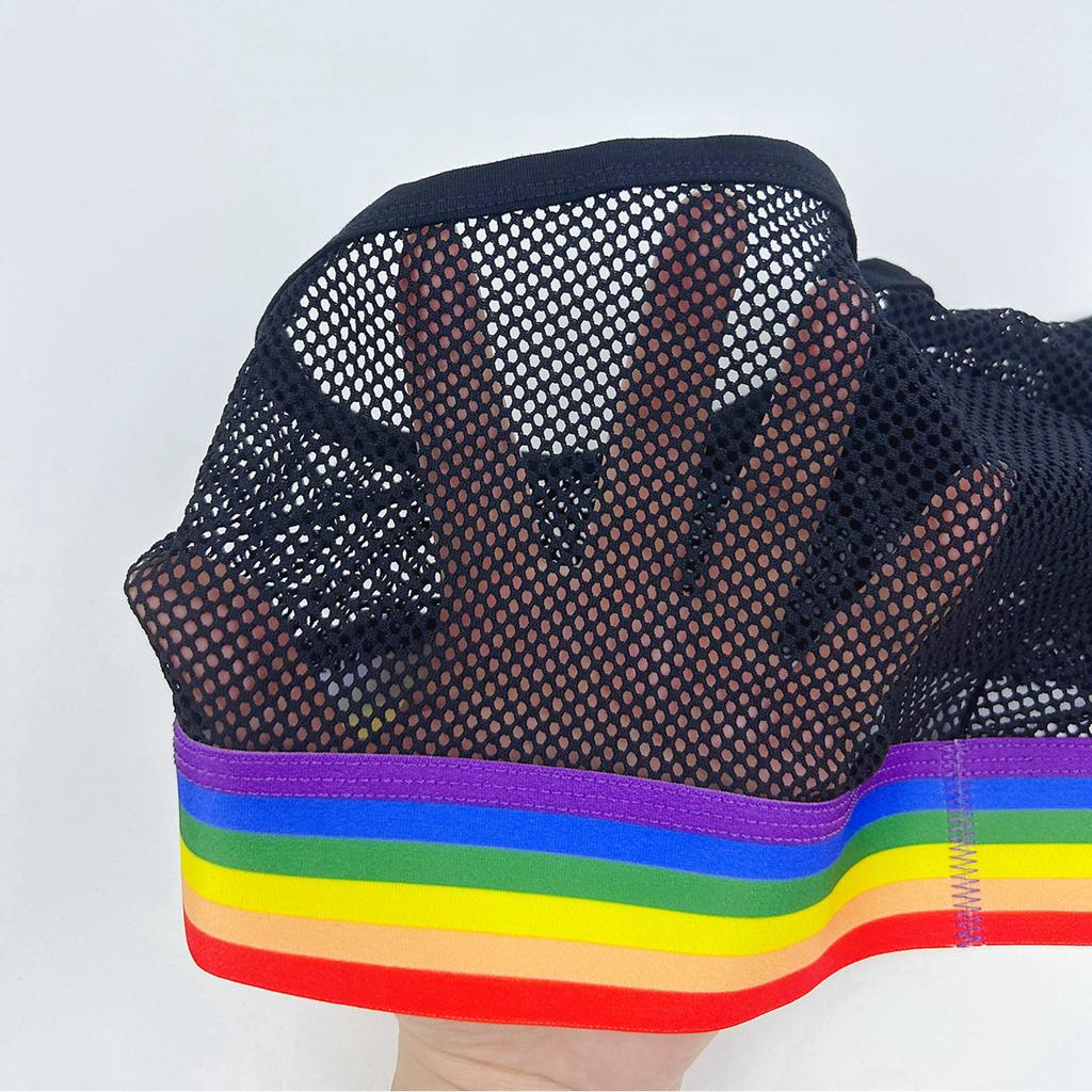 Boxer JOCKMAIL Sexy Mesh Breathable Boxer Briefs Rainbow Color Stripe Low Waist Fashion Men's Underwear