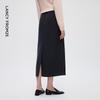 LANGZI Elegant Wool Blend Straight Midi Skirt