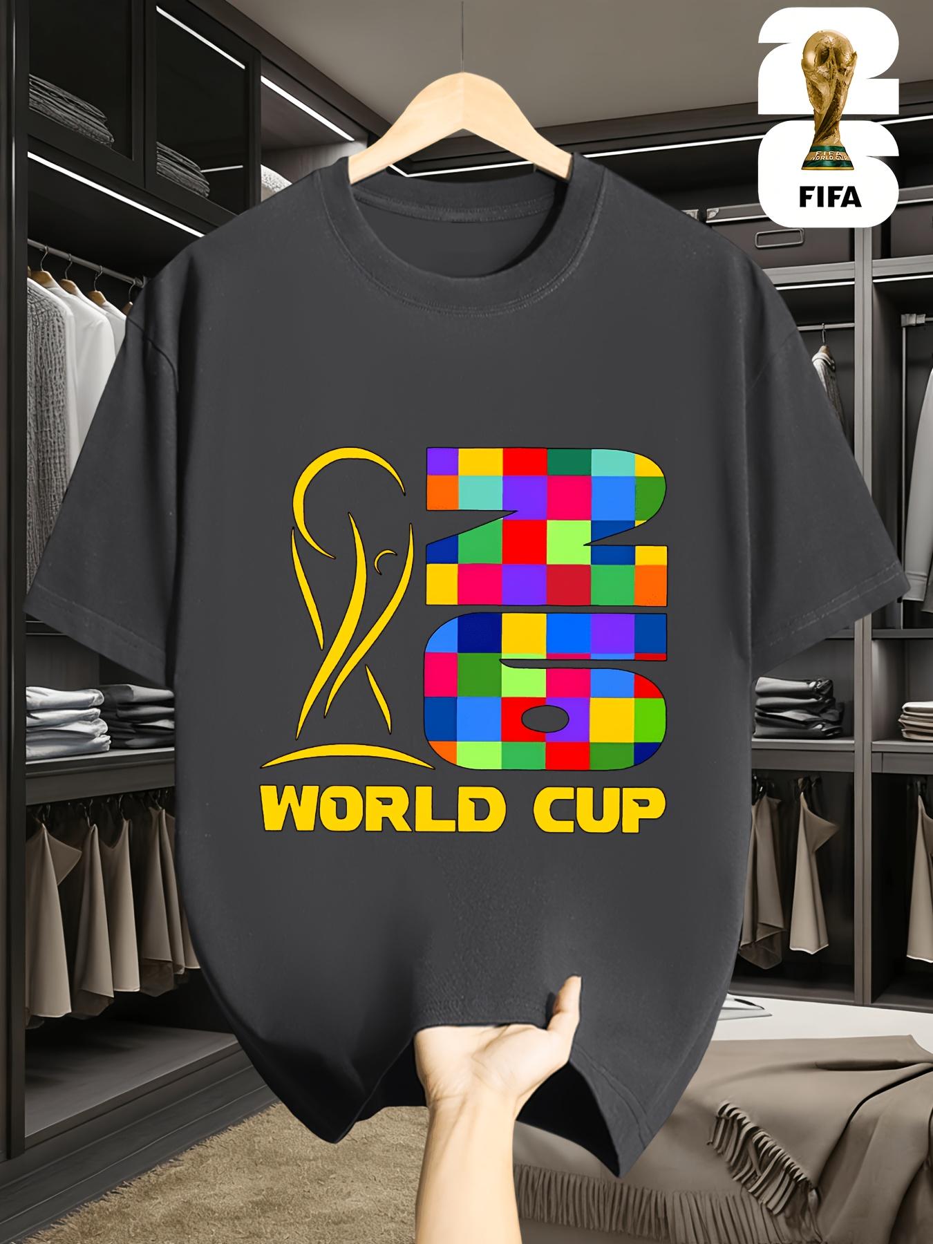 Men S Short-Sleeve T-Shirt Featuring a Fun FIFA Football Design for The 2026 Usa-Canada-Mexico World Cup, Perfect for Street Style. S серый
