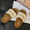 Fashion 2024 New Fluffy Plush Indoor Flat Heel Women Slippers Fashion Patchwork Warm Slides Leisure Embroider Letter Cotton Slippers