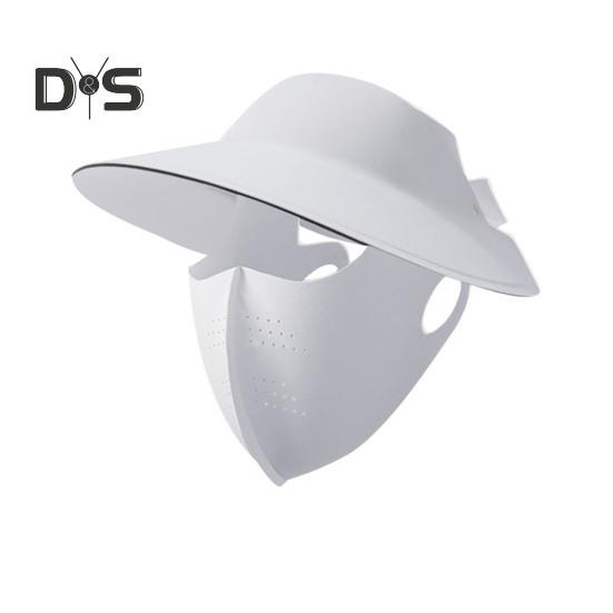 Sunscreen Face Guard Ice Silk Breathable Holes Sun Protection Hat Wide Brim Design Fastener Tape Face Guard