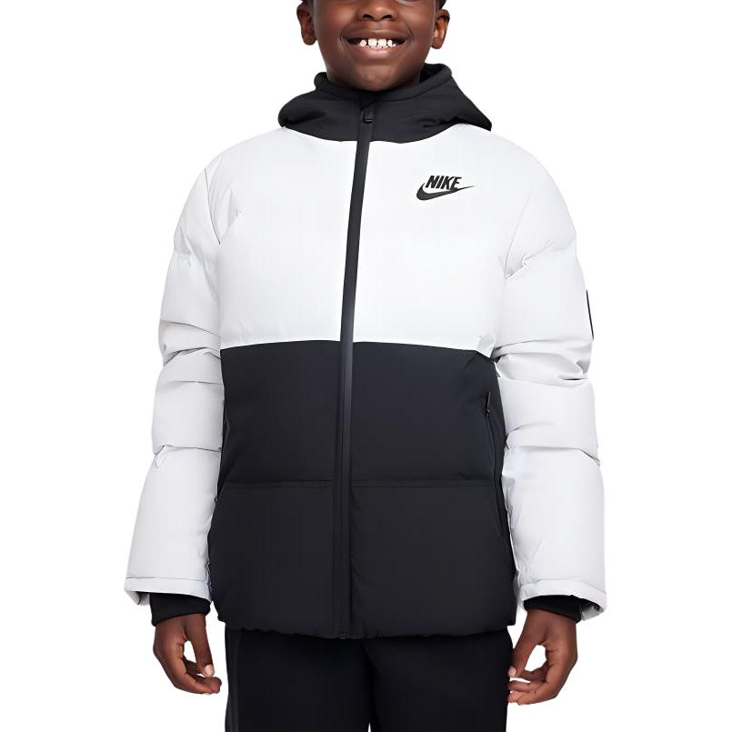 Nike Geacă cu puf Adolescenți Alb/Negru HV7187-025