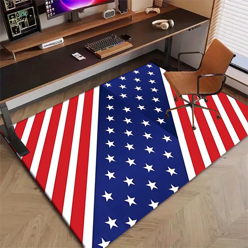 American Flag Polyester Carpet, Soft Indoor Mat for Office Chair, Living Room, Computer Desk - Decorative Home Office Rug Design