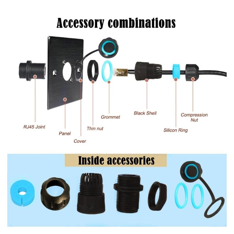 M21 Shielded CAT6 RJ45 Industrial Coupler Easy Installation And IP68 Dustproof Panel Mount Connector