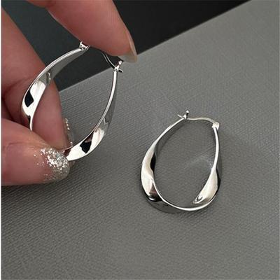925 Silver Needle Piercing Big Circle Hoop Earring For Women Girls Lovely Party Wedding Gifts Jewelry Eh006