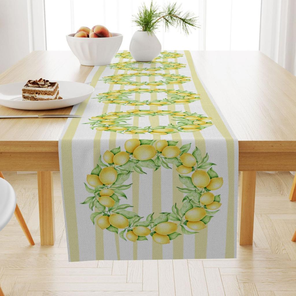 Sommer Zitronenmuster Leinen Tischläufer Esstisch Couchtisch Abdecktuch Zuhause Tischdecke Abdeckung Handtuch
