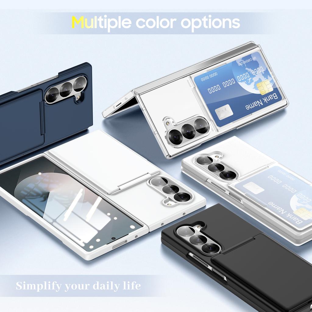 Card Pocket Anti-Drop Hard Plastic Folding Funda Cover for Samsung Galaxy Z Fold7 5G Fold6 Fold 7 Fold5 Fold 6 5 Protective Case