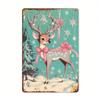 Vintage Pink Santa & Deer Iron Sign for Outdoor Yards & Porches, Unique Holiday Gift