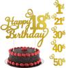 1PC Topo de bolo de feliz aniversário 1º 18º 21º 30º 40º 50º Idade Decoração de bolo de feliz aniversário Suprimentos de decoração de festa