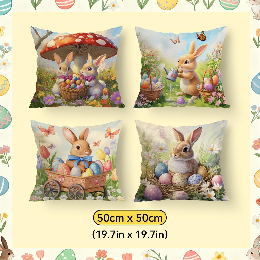 Easter Spring Rabbit Cushions Pillowcase Polyester Cushion Cover Throw Pillow Pillowcover Home Car Sofa Decor