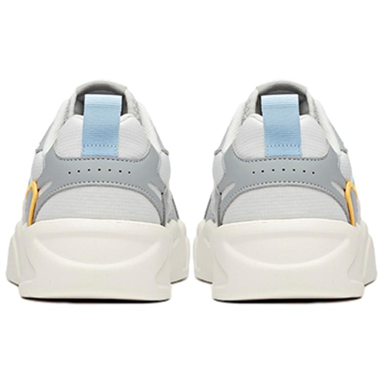 Anta Synthetic Leather Slip Resistant Cushioning Abrasion Resistant Low Top Skateboard Shoes Men's Gray White Blue 112038046-3