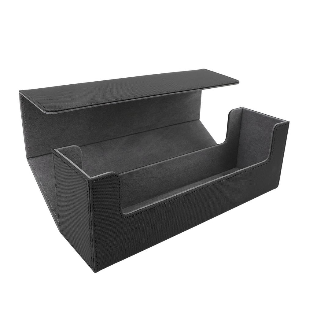 Card Storage Box Multipurpose PU Leather Large Capacity Magnetic Closure Card Deck Case for 400 Cards and Above Black