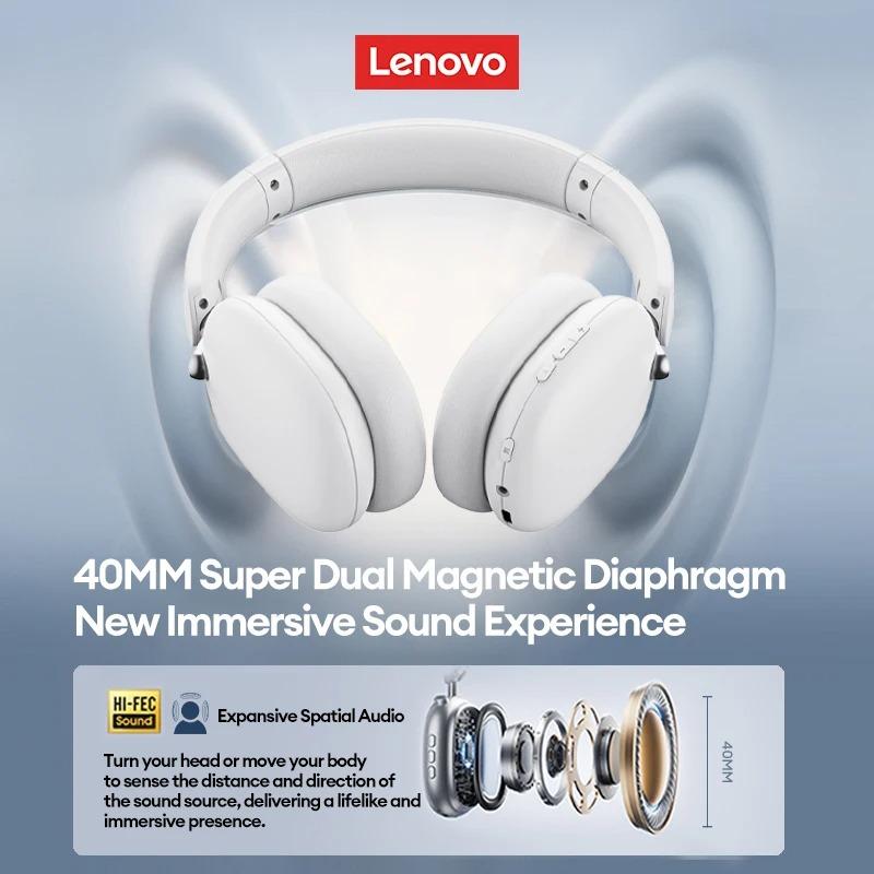 Original Lenovo TH60 Game Over-ear Headset Wireless Bluetooth 5.4 Noise Cancelling HD Call Headphones Low Latency Stereo Earbuds Sport With Mic Pods