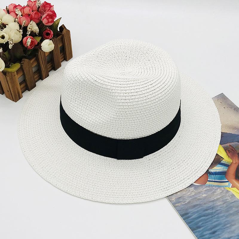 Windbreak Rope, Seaside Travel, Sunshade, Sunscreen, Straw Top Hat, Velcro Sweat Belt, Flat Brim, Large Brim, Breathable And Comfortable