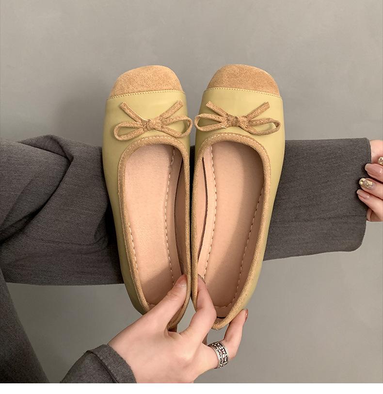 Shallow mouth simple French retro flat bottom Mary Jane shoes women's 2025 new spring and autumn soft sole one pedal Shallow mouth single shoes