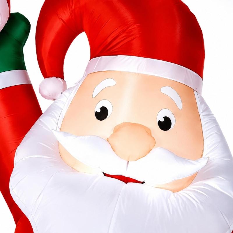 Inflatable Santa Christmas Decoration with Internal LED Lighting, Polyester Fabric, and Blower for Indoor and Outdoor Holiday Displays