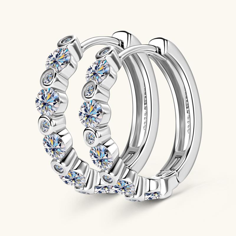 Silvere Glam 2025 Cross-border New Moissanite S925 Sterling Silver Earrings, Fashionable And Trendy Ear Clips