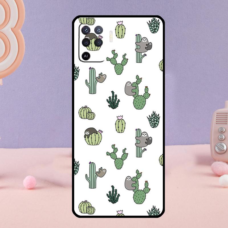Cacti Sloths Phone Case For Oppo A38 A18 A58 A78 A98 A79 A40 A60 A80 A16 A76 A96 A15 A74 A94 A54 A77 A17
