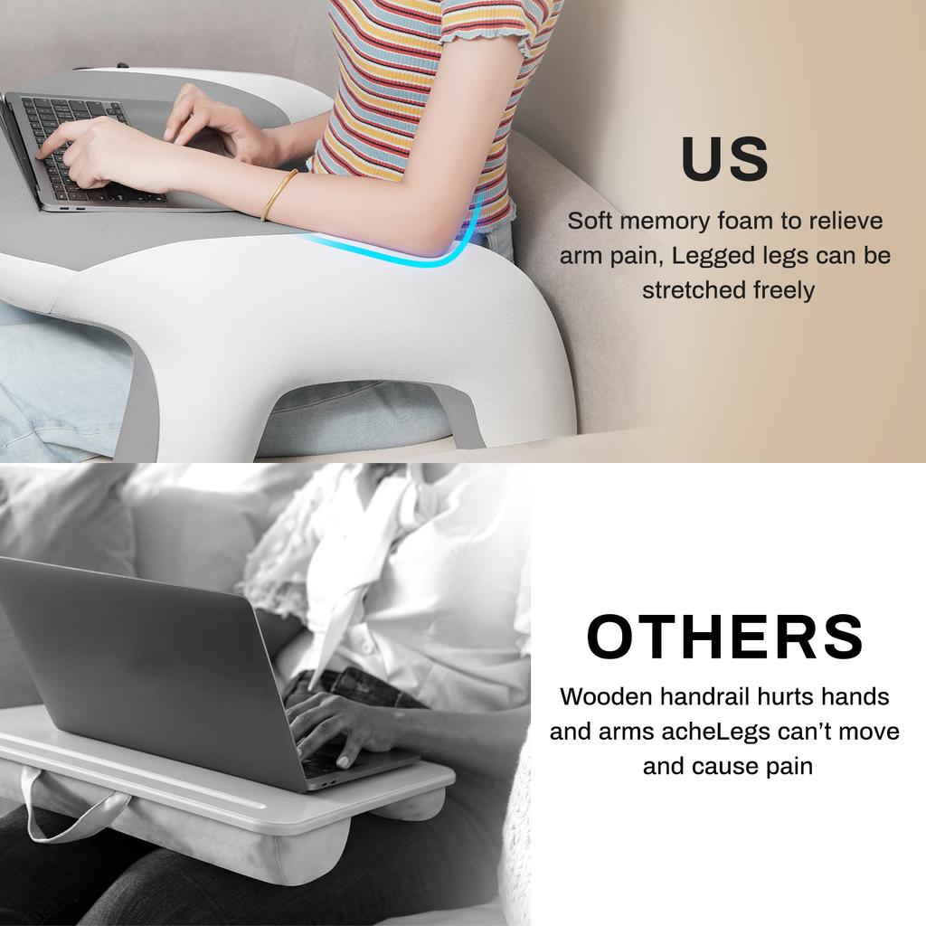 Soft Lap Desk Pillow for Laptop, Reading Pillow for Gaming,Ultimate Lap Pillow with Cup Holder Pocket for Bed, Couch, Floor, Car