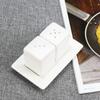 Gaolinci White Porcelain Salt & Pepper Shakers, Salt Shaker Set with Tray