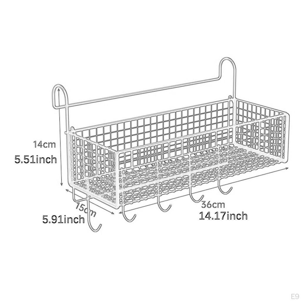 Bedside Hanging Storage Basket Beside Shelf Iron Rack Organizer for Cubical Wall Dormitory Apartment