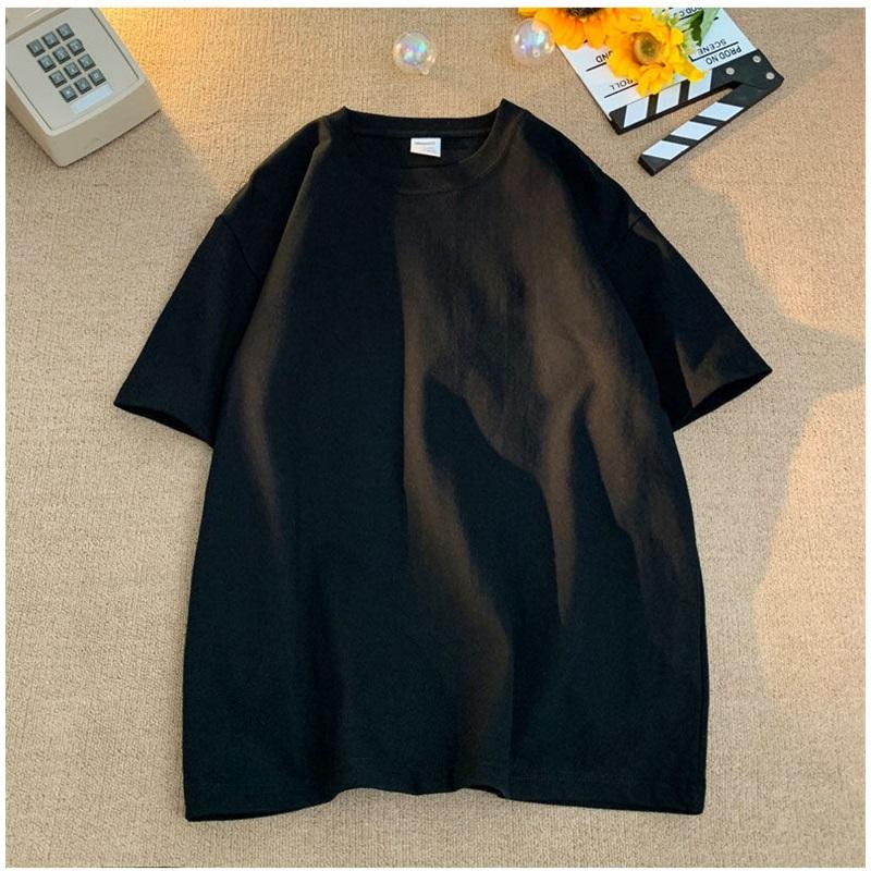 300gsm Cotton Summer Short Sleeve T Shirts For Men O Neck Casual Heavy Fabric Streetwear Tees Unisex Basic Solid Cool Loose Tops