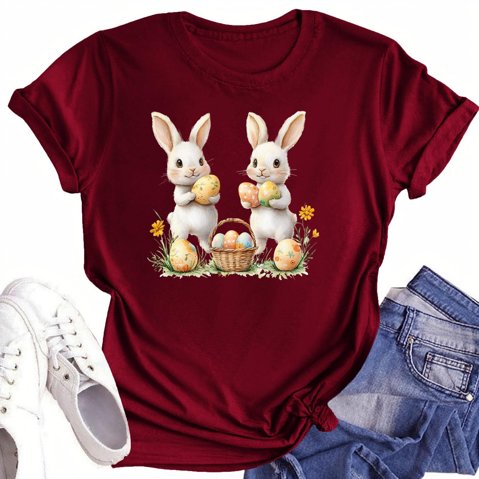 

Женская повседневная футболка с круглым вырезом и короткими рукавами с принтом L винный