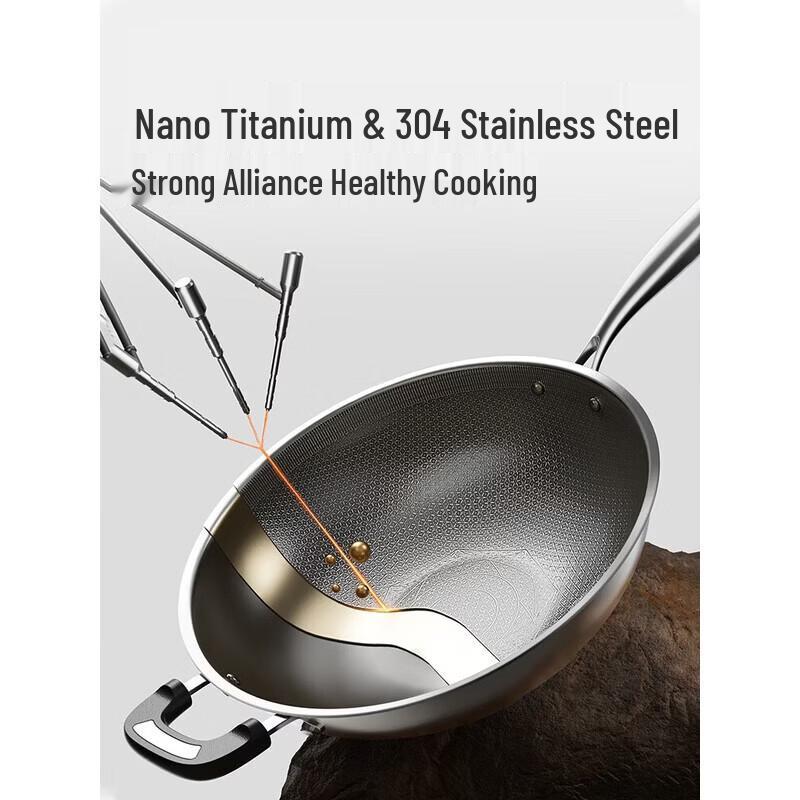 Chui Da Huang 34cm 304 Stainless Steel Non-stick Wok