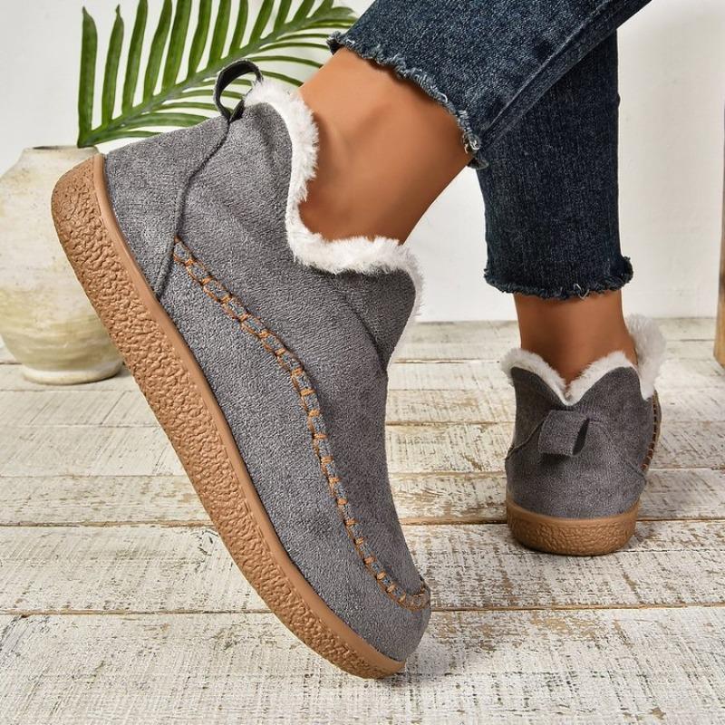 Popular Women's Cotton Shoes 2024 Autumn and Winter New Large Size Round Head Thick Sole Velvet Sewn Shoes Snow Boots Spot Women