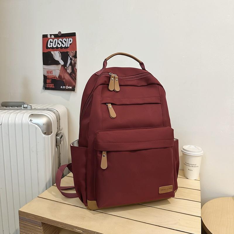 Solid Color Backpack Style DailyWear College CampusUses Joker Travel Backpack Light Commuter Large Capacity Bag