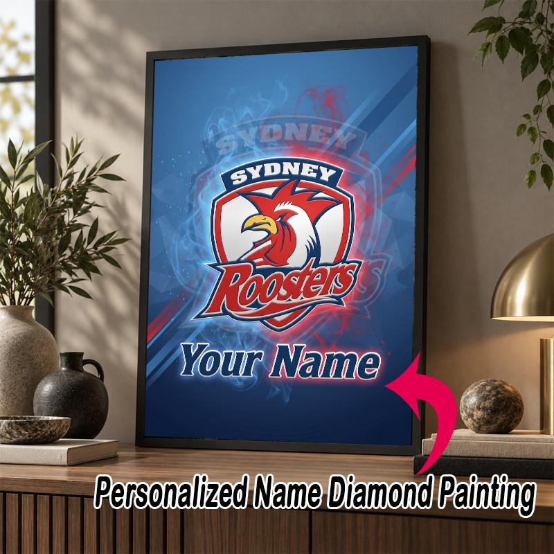 Custom Name Sydney Roosters 5D Diamond Painting Personalized Full Drill Diamond Art Kit Gift