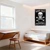 Vintage Weathered Skull Crossbones 'KEEP OUT PIRATE PROPERTY' Metal Tin Sign for Bar Man Cave Home Decor, Rustic Aged Black Meta