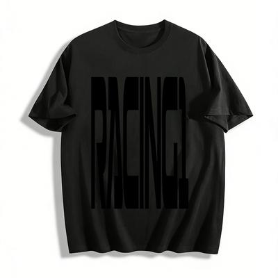 Men's Casual Short Sleeve T-Shirt with RACING1 Print Street Trend Loose Crew Neck Sporty Top Pure Cotton T-shirt