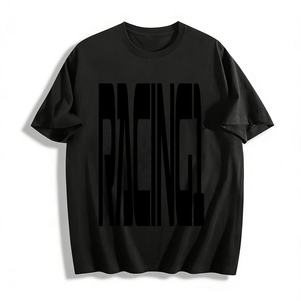 

Men s Casual Short Sleeve T-Shirt with RACING1 Print Street Trend Loose Crew Neck Sporty Top Pure cotton T-shirt XXS