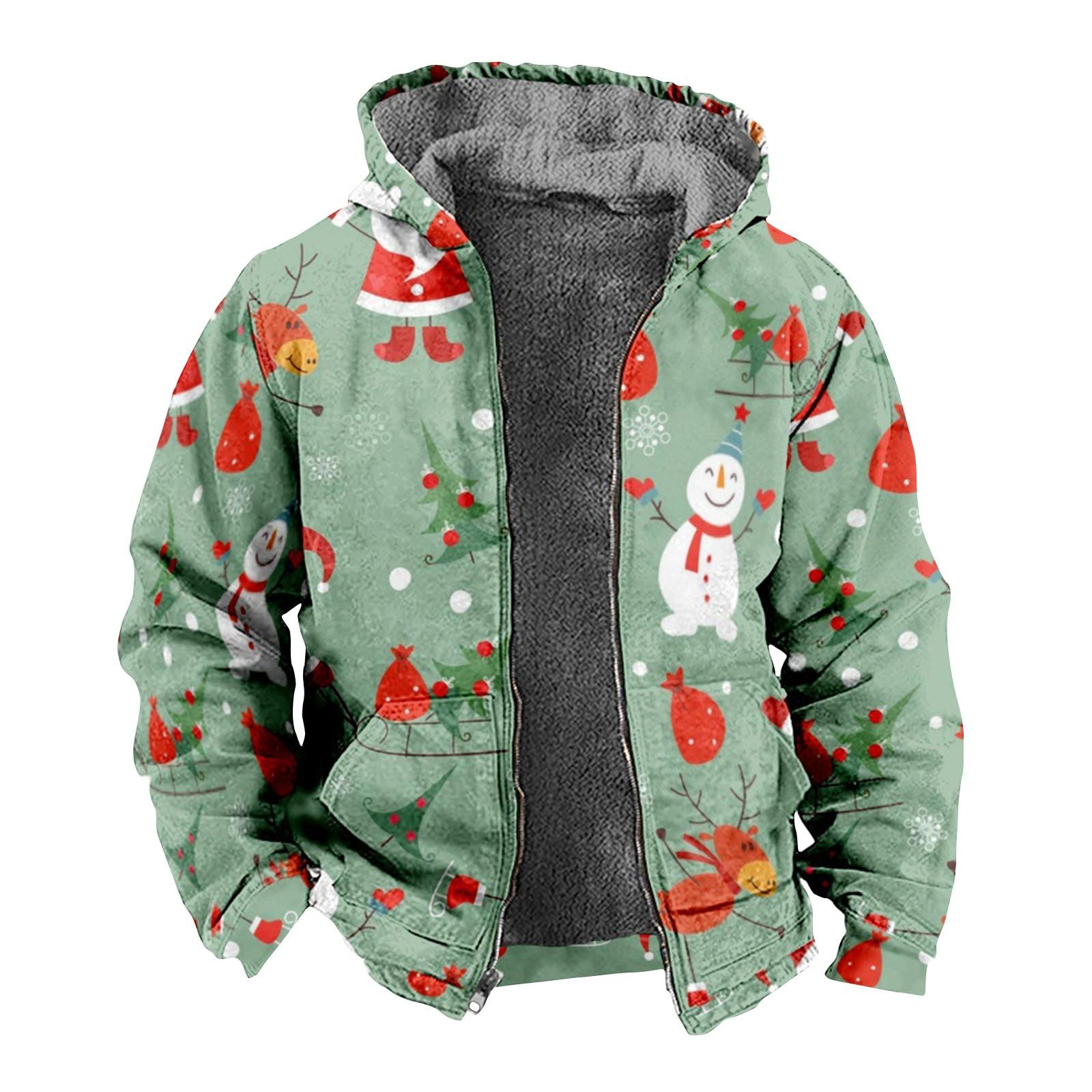 

Мужская куртка с рождественским принтом, мужская весенне-осенняя повседневная трендовая куртка на молнии с капюшоном XL белый