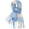 Tartan Checkered Plaid Fringe Scarf Long Tassels Blue Checkered Muffler  Couples Matching