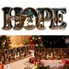 Handcrafted HOPE Letter Wooden Table Sign with Nativity Scene Carved Ornament Home Decors Safe Nontoxic Decoration