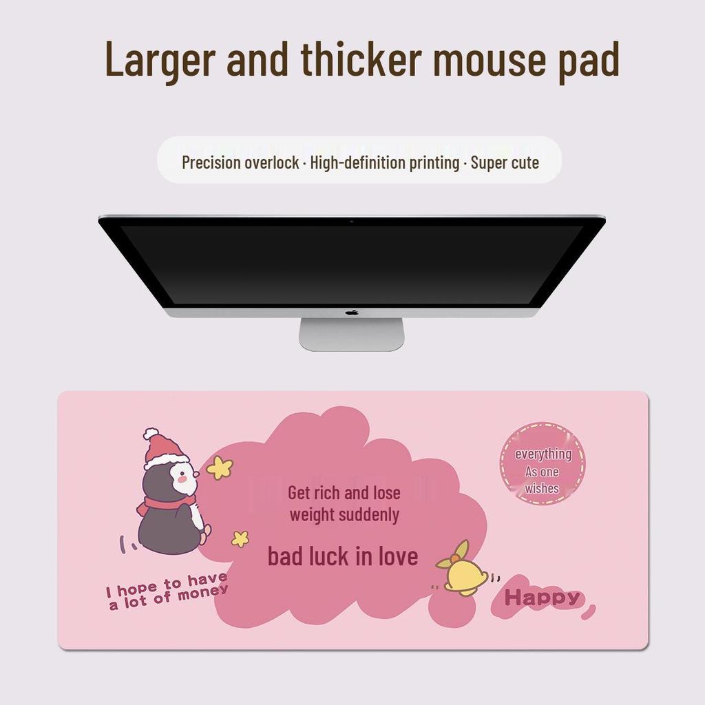 Extra Large Doodle Text Mouse Pad with Lock Edge - Thick, Durable Keyboard Desk Mat