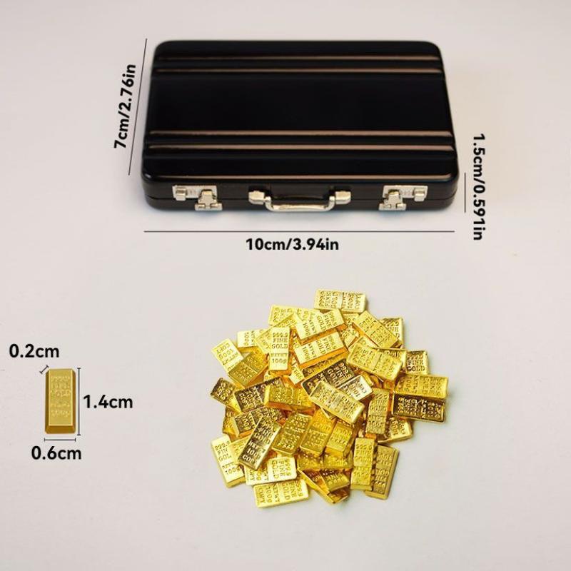 1Set Dollhouse Miniature Aluminum Alloy Suitcase Gold Bar Weapon Shooting Toys Model Password Cash Money Box Model Kids Toy