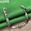 925 Sterling Silver Purple AAA Hao Shi Bracelet Fashion Wedding Jewelry