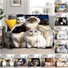 1PC Cute Cat, Cartoon Blanket, All Season Lightweight Home Office Outdoor Nap Multifunctional Blanket