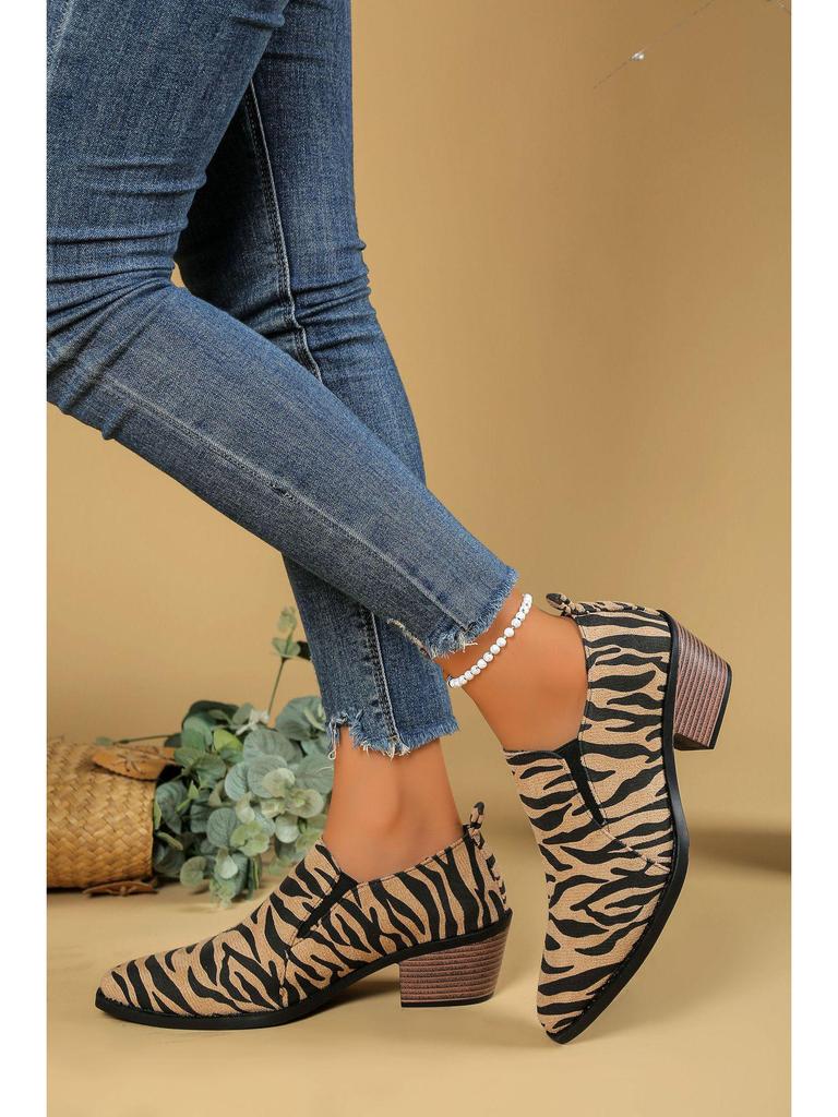 Women's Pointed Toe Chunky Heel Suede Shoes - Four Seasons Office Casual