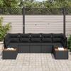 Garden Sofa Set with Cushions and Storage 7 Pcs Black Poly Rattan