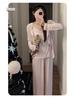 Women's Ins Camisole Three-Piece Set: Long Sleeve Top & Pants | Loose Korean-Style Autumn/Winter Home Wear