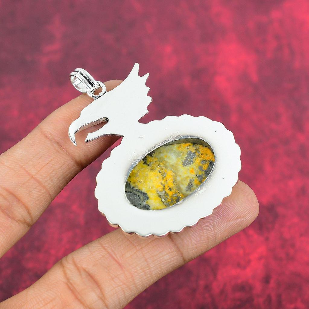 Bumblebee Jasper Pendant, 925 Solid Sterling Silver Gemstone Jewelry, Handmade Pendant, For Mother Day