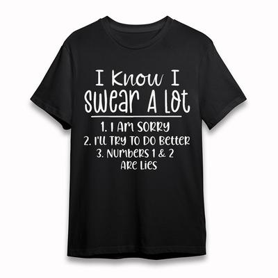 Herren Klassisches T-Shirt Fluch Humor Grafik T-Shirt Schwarz Baumwolle Kurz Oversize