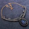 Sodalite Gemstone Handmade Copper Wire Wrap Jewelry Necklace 18" ET-4948