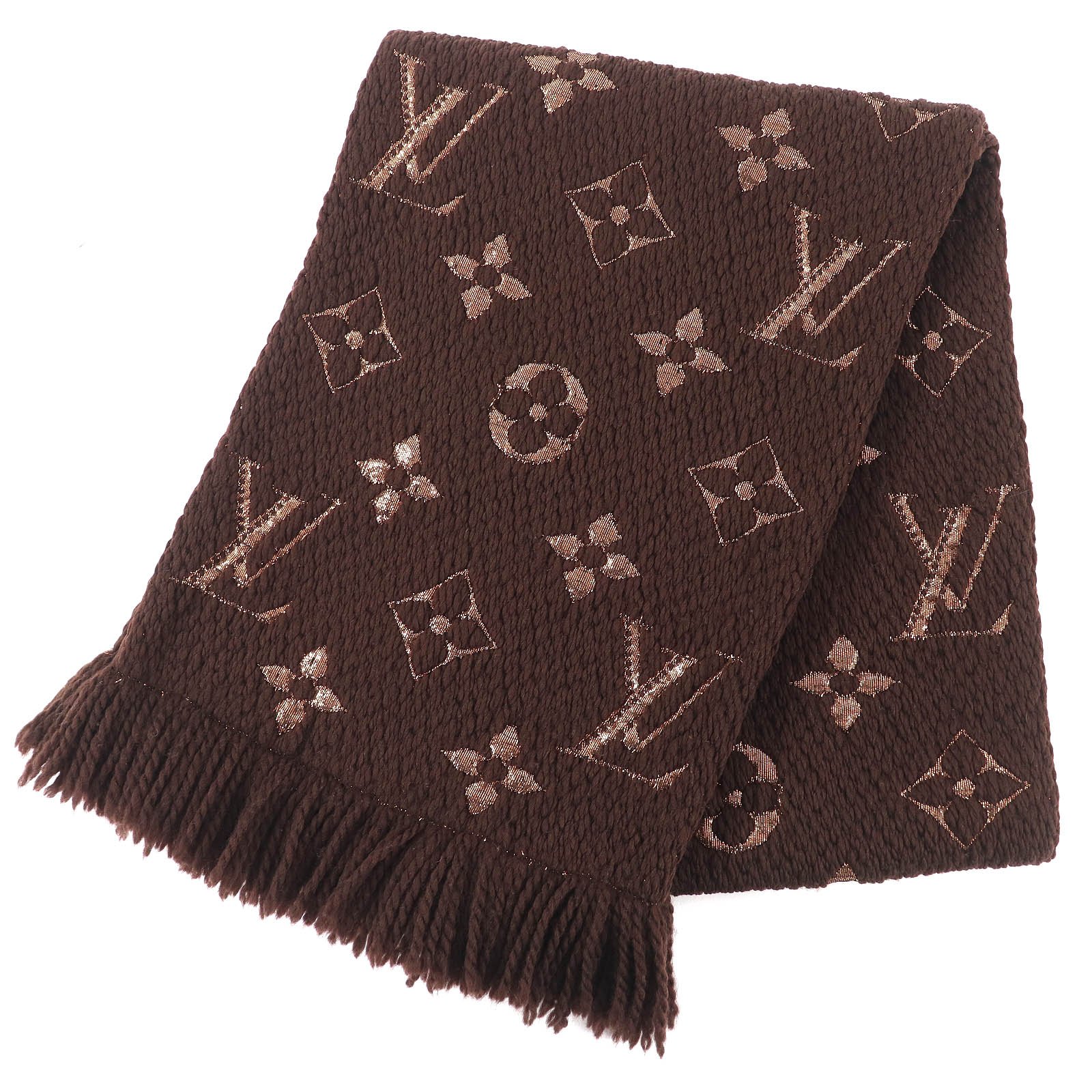 

Чудовий шарф LOUIS VUITTON Escalp Logo Mania Shine Коричневий вовна Жіночий M71383 Вживаний