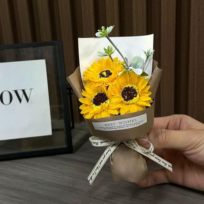 1Pc Mini Pocket Meet Small Bouquet Rose Sunflower Preserved Flowers, for Holiday Home Decoration