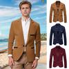 Men Corduroy Suit Coat Lapel Long Sleeve Patchwork Color Suit Jacket